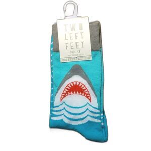 Two Left Feet Great White Shark Crew Socks Big Feet Unisex NWT